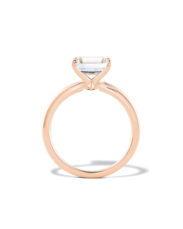 Emerald Solitaire Engagement Ring in 14k Rose Gold