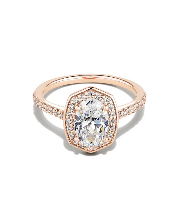 Oval Iconic Halo Engagement Ring in 14k Rose Gold