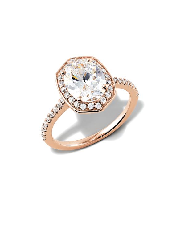 Oval Iconic Halo Engagement Ring in 14k Rose Gold