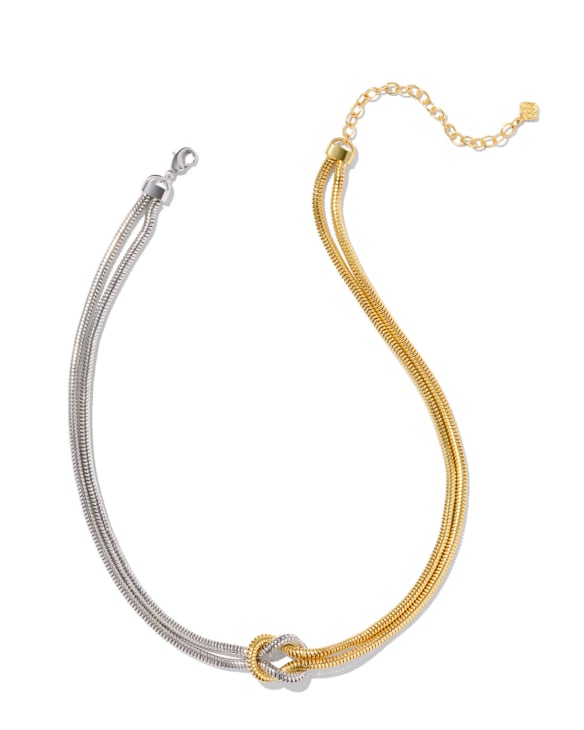 Half Y Mixed Metals Gold and Silver Necklace - LOLiDE