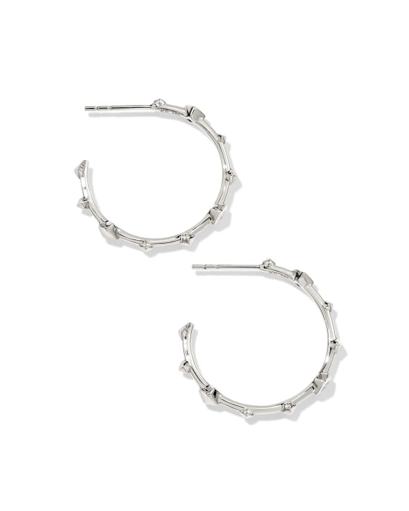 Michelle 14k White Gold Hoop Earrings in White Diamond