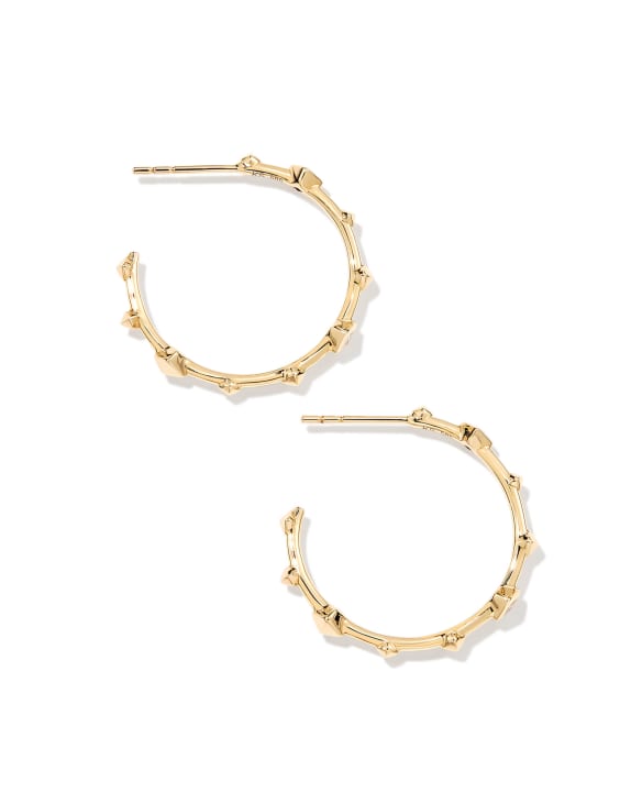 Michelle 14k Yellow Gold Hoop Earrings in White Diamond