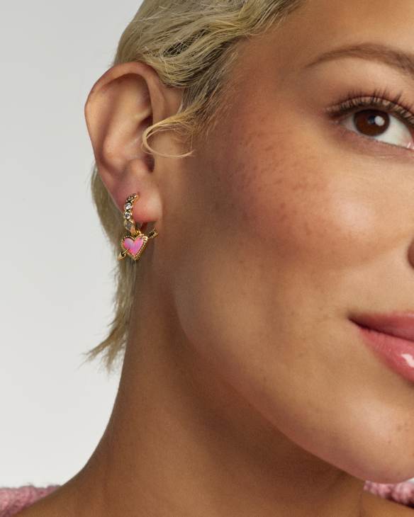 Ari Heart Arrow Gold&nbsp;Convertible Huggie&nbsp;Earrings&nbsp;