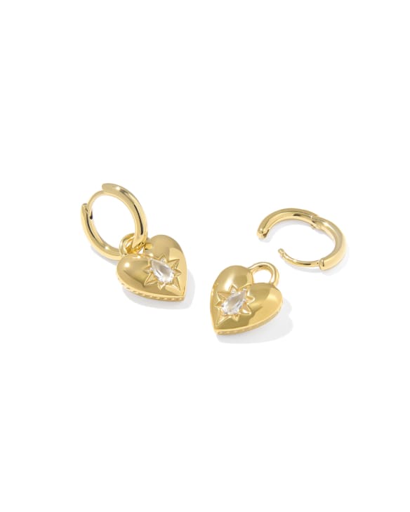 Bold Heirloom Heart 18k Yellow Gold Vermeil Convertible Huggie Earrings