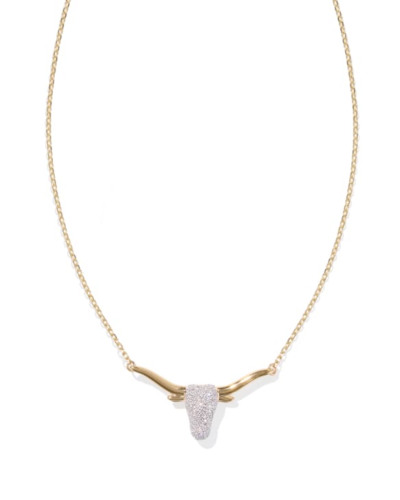 0.29 ct Longhorn Pendant Necklace in Pave Diamond and 14k Yellow Gold