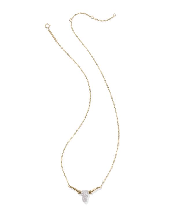 0.29 ct Longhorn Pendant Necklace in Pave Diamond and 14k Yellow Gold
