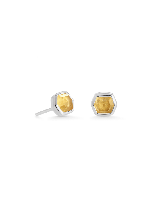 Davie Sterling Silver Stud Earrings in Light Citrine