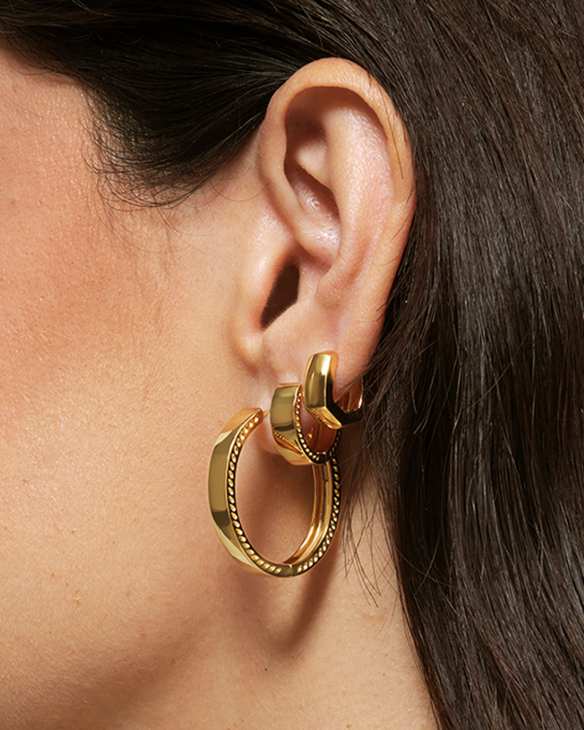 Flat Medium 25mm Hoop Earrings in 18k Gold Vermeil