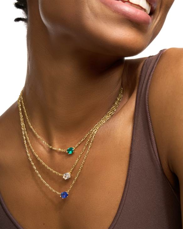 Cailin Gold Pendant Necklace in Green Crystal