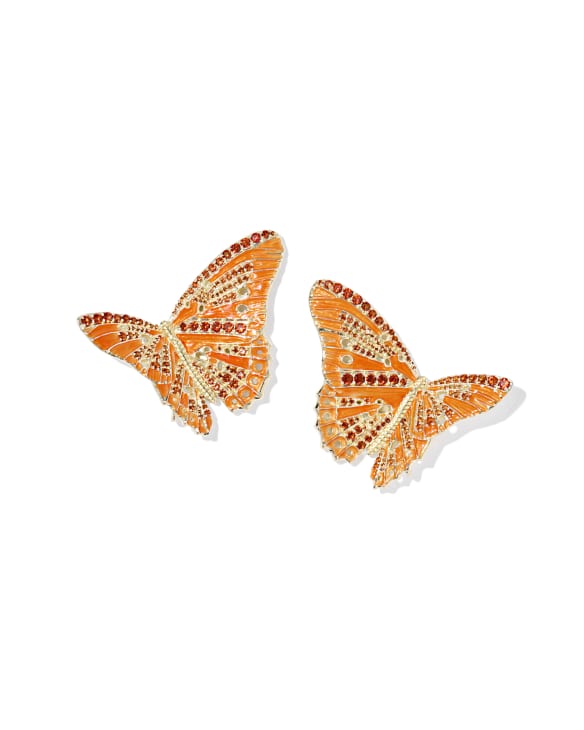 Cailey Enamel Butterfly Gold Convertible Statement Earrings&nbsp;