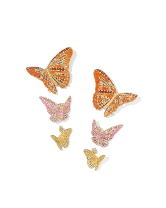 Cailey Enamel Butterfly Gold Convertible Statement Earrings&nbsp;