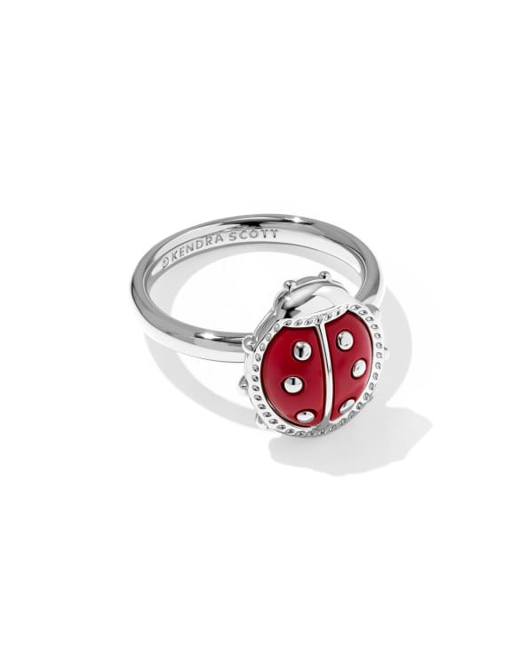 Ladybug Silver Band Ring&nbsp;