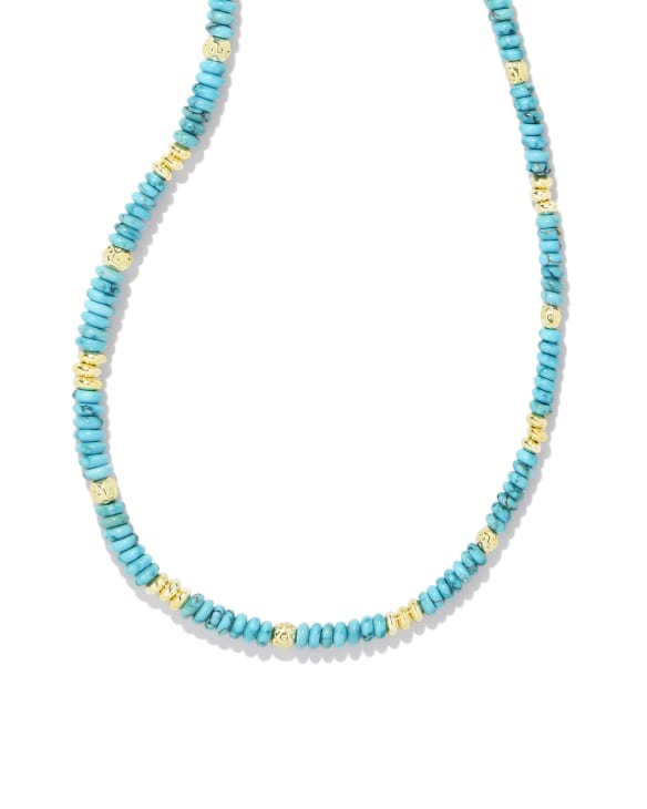 Deliah Gold Strand Necklace in Variegated Turquoise Magnesite