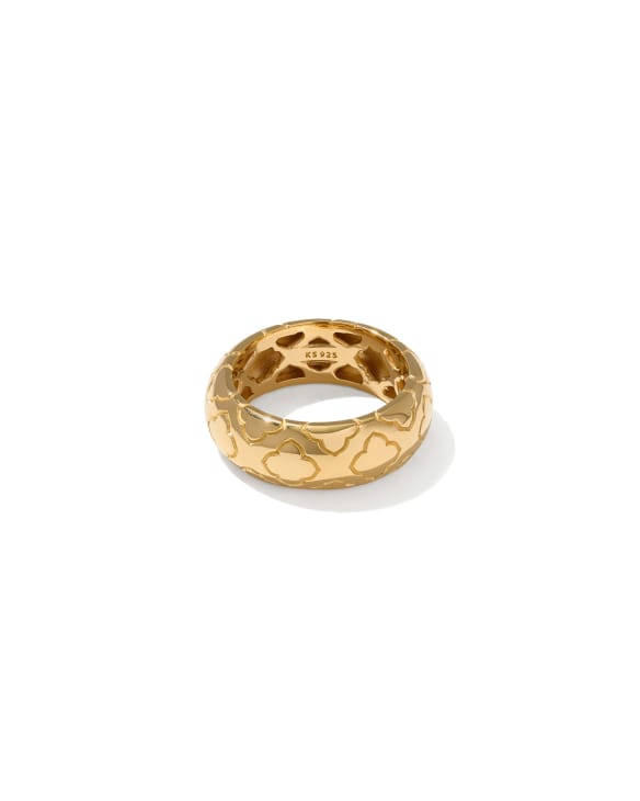 Bold Etched 18k Yellow Gold Vermeil Band Ring