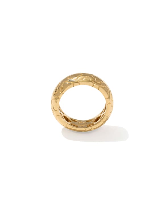 Bold Etched 18k Yellow Gold Vermeil Band Ring