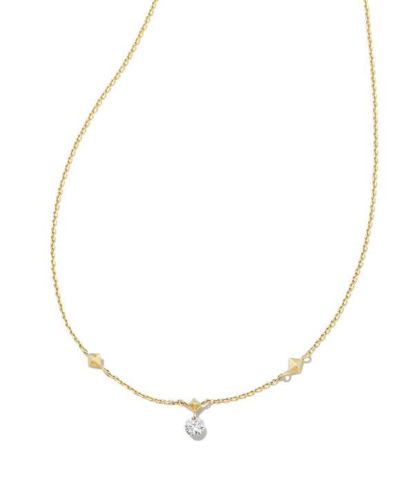 Floating Lab Grown White Diamond Pendant Necklace in 14k Yellow Gold