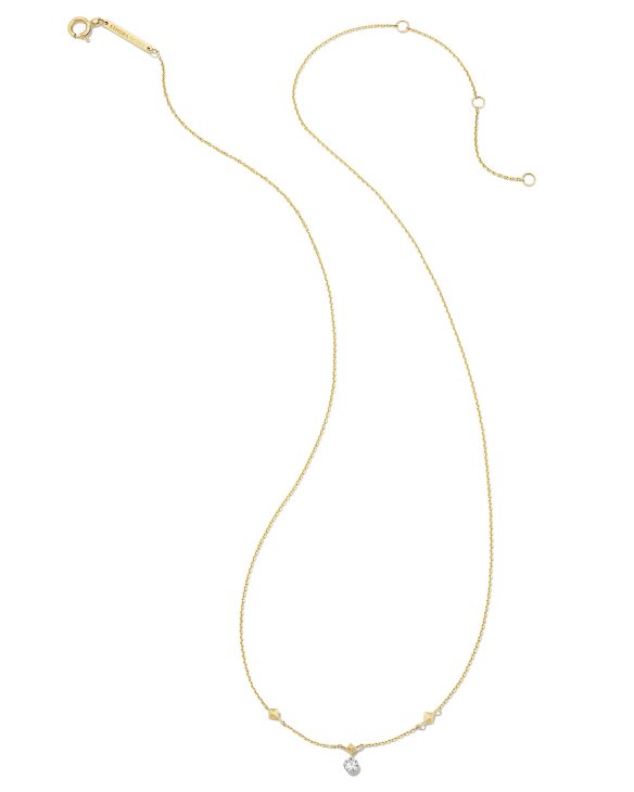 Floating Lab Grown White Diamond Pendant Necklace in 14k Yellow Gold