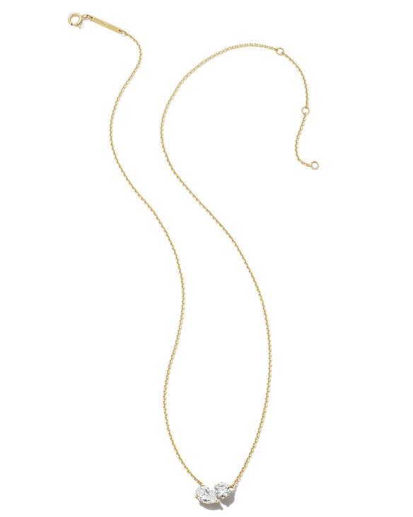 Lab Grown White Diamond Toi et Moi Large Pendant Necklace in 14k Yellow Gold