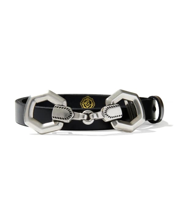Beau Horse Bit Vintage Silver Belt in Black