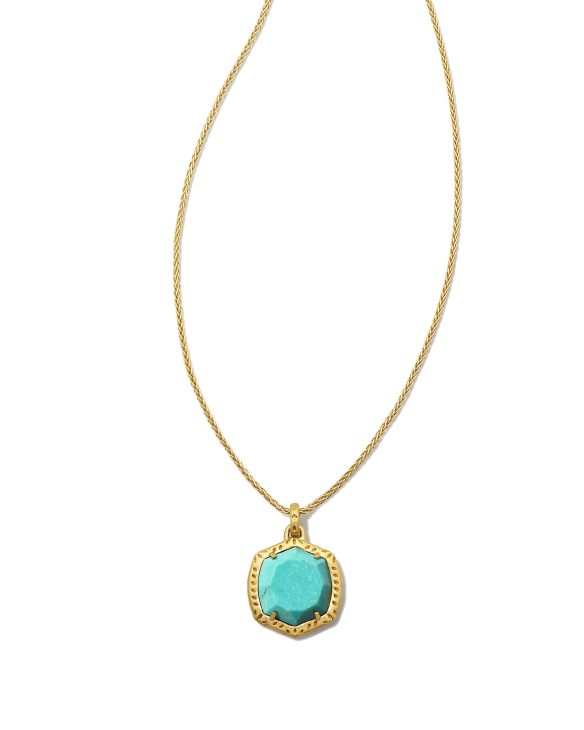 Davis 18k Gold Vermeil Etch Frame Short Pendant Necklace in Turquoise