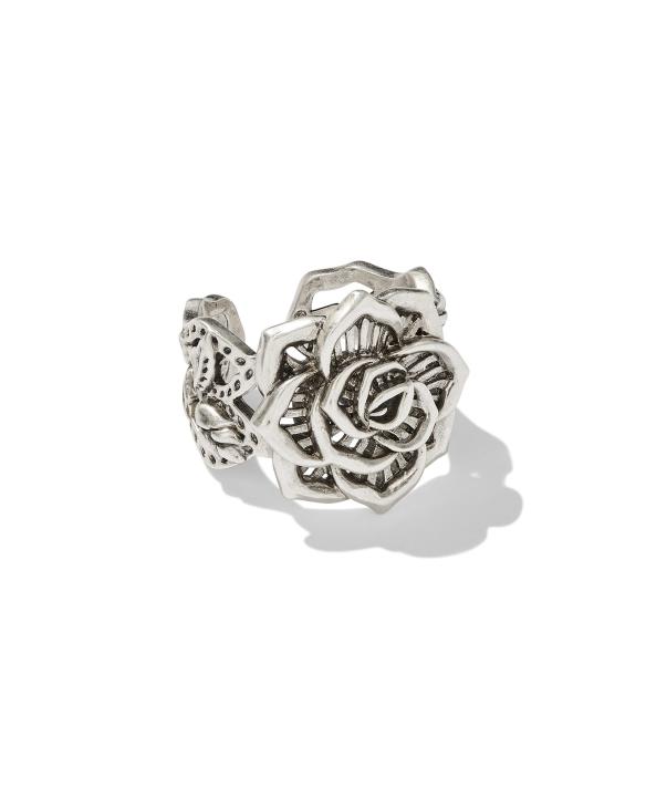 Ansel Rose Cocktail Ring in Vintage Silver