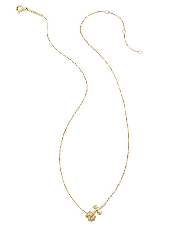 Ansel Rose 14k Yellow Gold Pendant Necklace in White Diamond