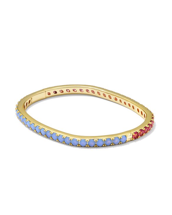 Chandler Gold Bangle Bracelet in Pink Blue Mix