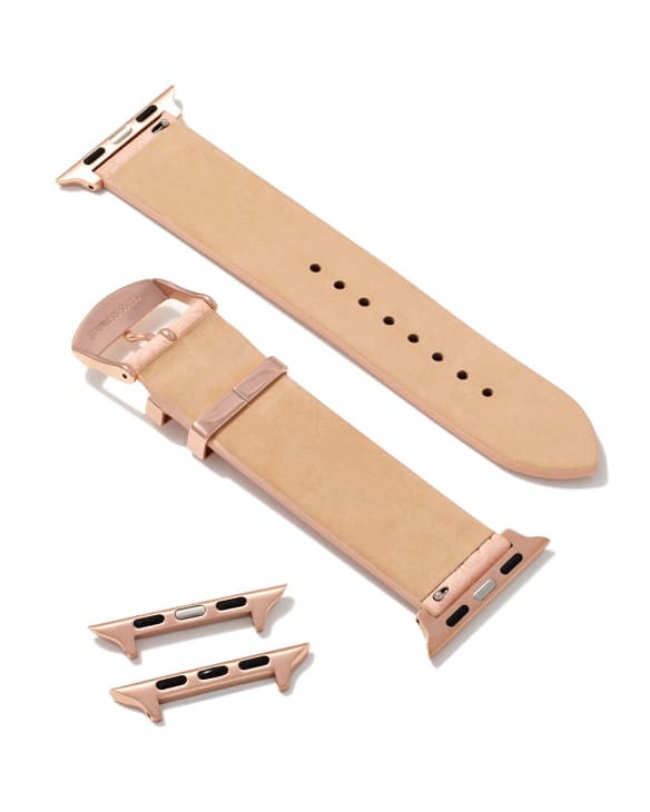 Filigree Blush Leather Watch Band with Rose Gold Tone Stainless Steel