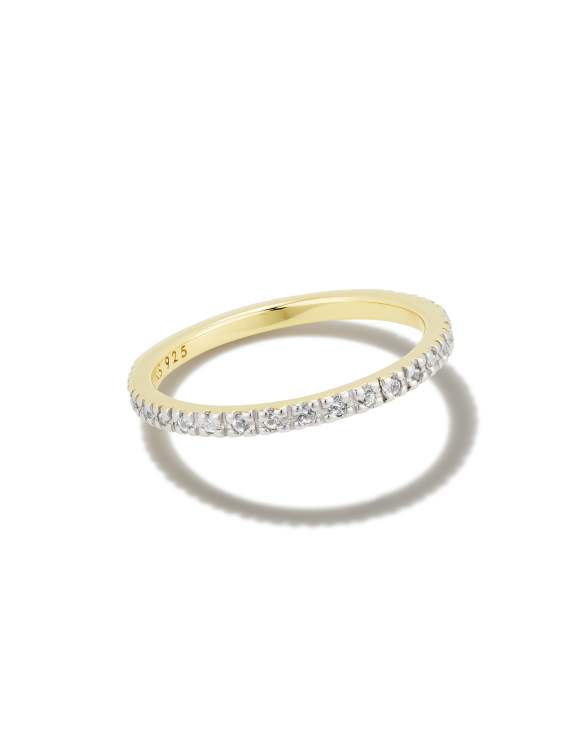 Arynn 18k Gold Vermeil Band Ring in White Sapphire