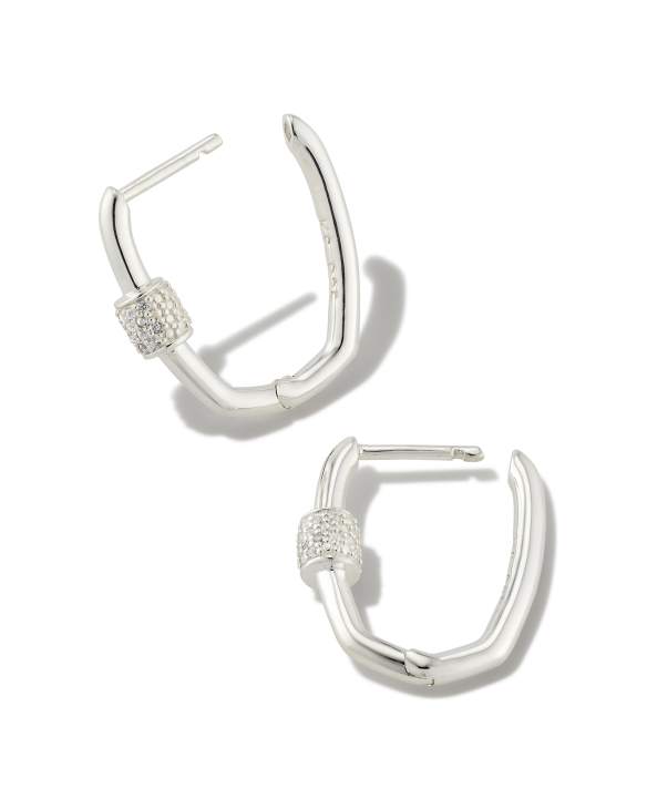 Bristol Sterling Silver Huggie Earrings in White Sapphire