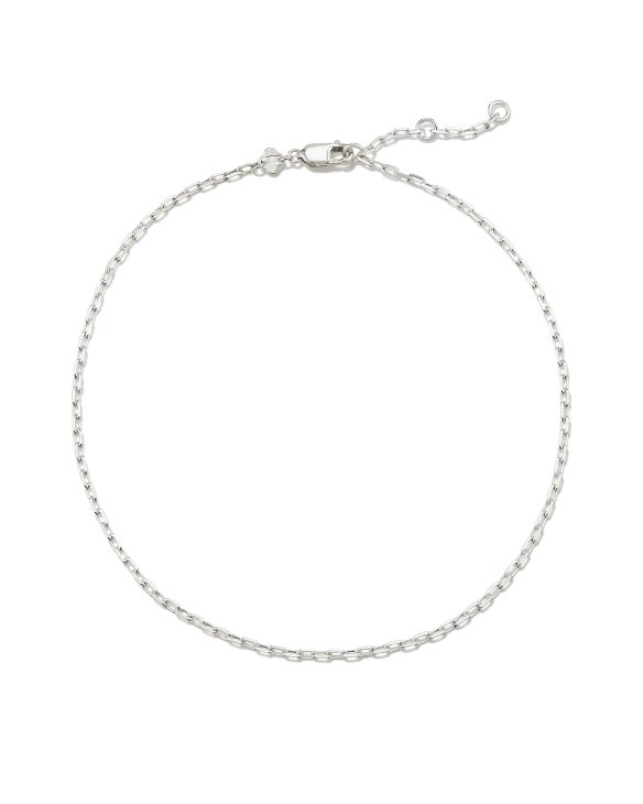 Mini Paperclip Chain Anklet in Sterling Silver