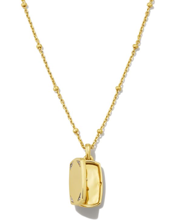 Tinsley 18k Gold Vermeil Tiny Locket Necklace in White Topaz