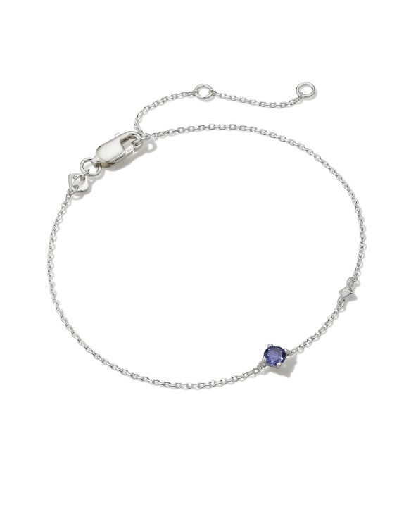 Maisie Sterling Silver Delicate Chain Bracelet in Blue Iolite