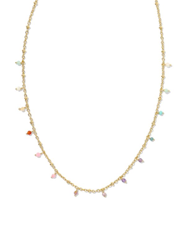 Camry Gold Beaded Strand Necklace in Pastel Mix