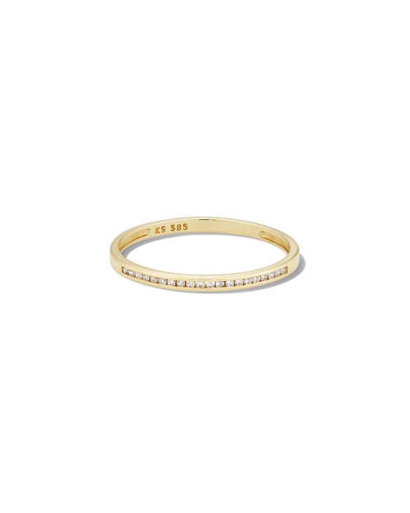 Carey 14k Yellow Gold Band Ring in White Diamond