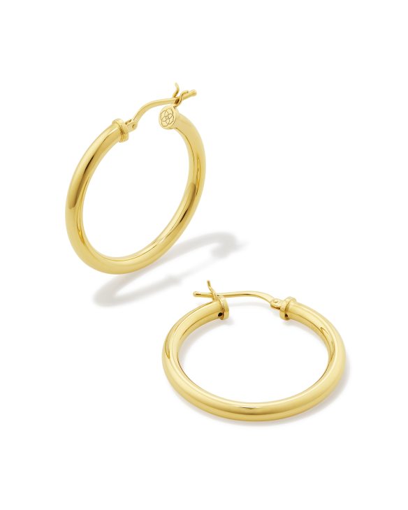 Tube Medium 30mm Hoop Earrings in 18k Gold Vermeil