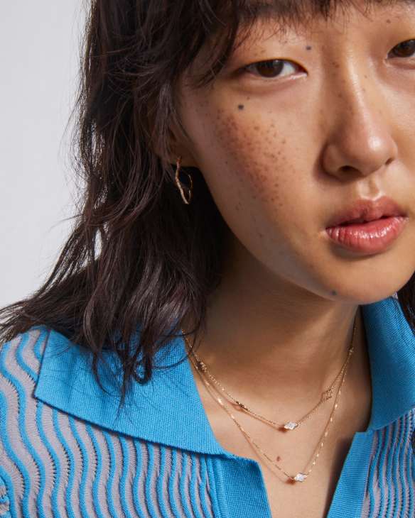 Abbie 14k Yellow Gold Pave Pendant Necklace