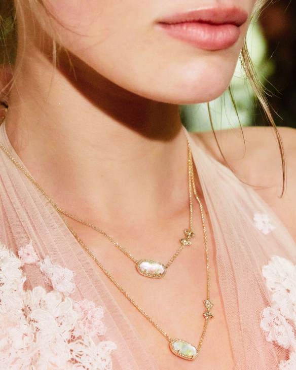 Kendra Scott x LoveShackFancy Gold Elisa Necklace in Marie Pink Blooming Heirloom Illusion