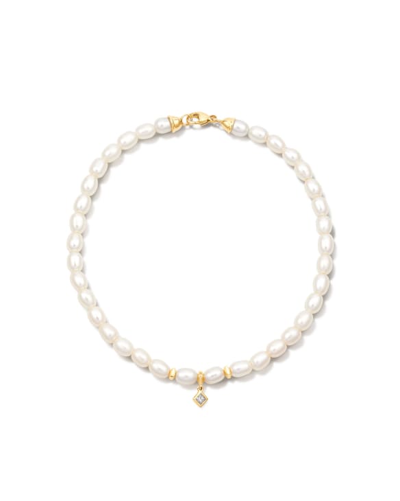 Michelle 14k Yellow Gold Pearl Bracelet in White Pearl