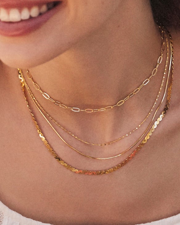 Diamond Cut Snake Chain Necklace in 18k Gold Vermeil