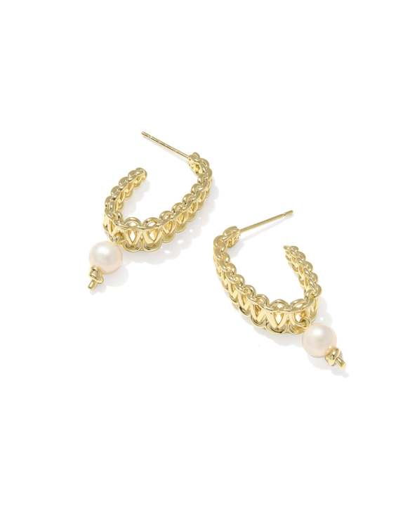 Gabriella Gold Pearl Hoop Earrings