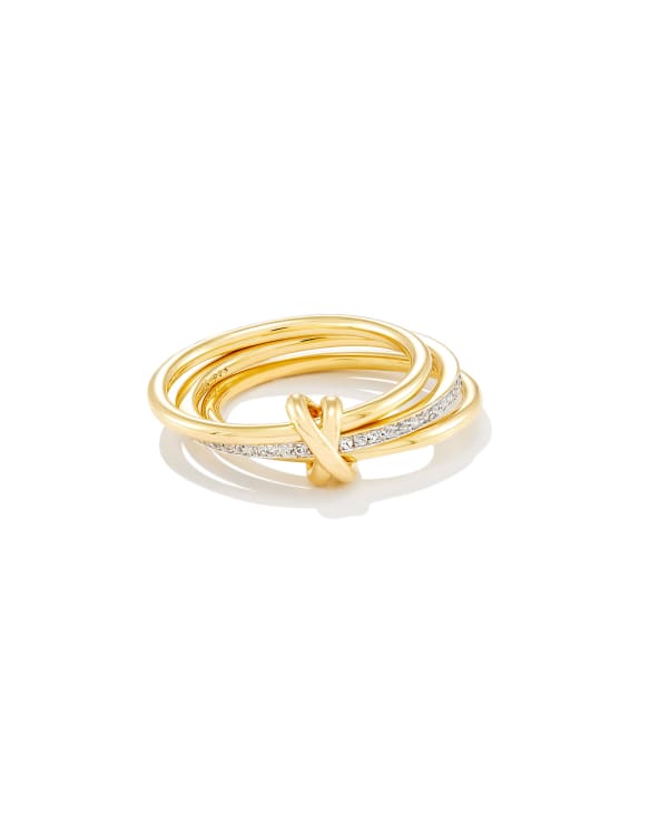 Tia 18k Gold Vermeil Band Ring in White Sapphire