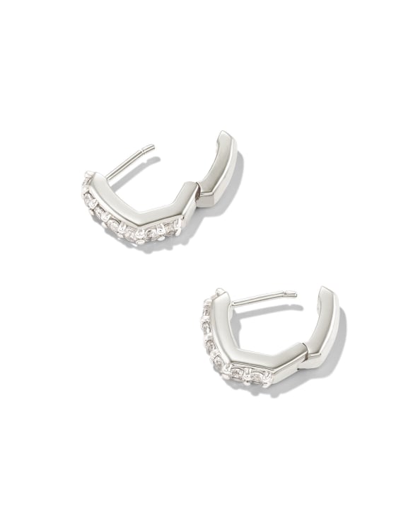 Davie Sterling Silver Huggie Earrings in White Topaz