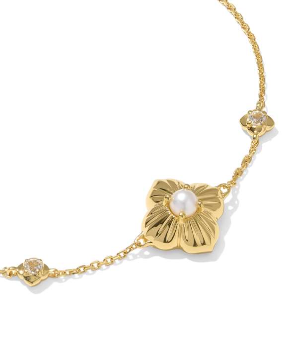 Dira Pearl Topaz 18k Gold Vermeil Delicate Chain Bracelet