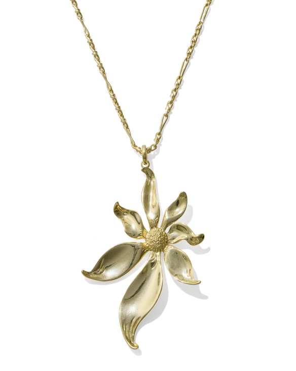 Anya Flower Gold Long Pendant Necklace