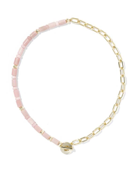 Lindsey Gold Beaded Half Chain Necklace