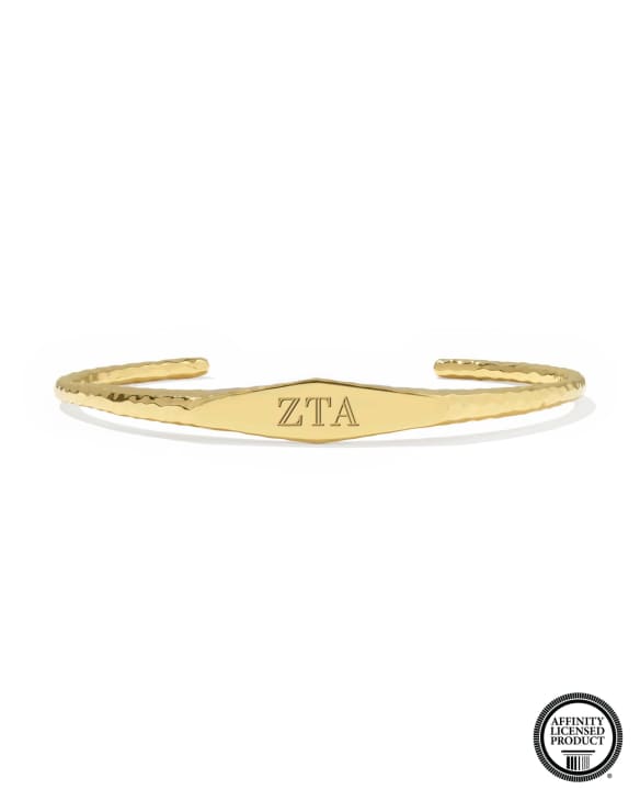 Zeta Tau Alpha 18k Yellow Gold Vermeil Davie Cuff Bracelet