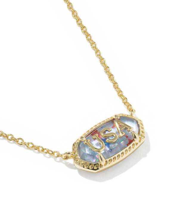 Elisa USA Gold Short Pendant Necklace