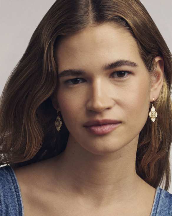 Abbie Medallion Gold Small Drop Earrings