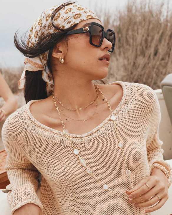 Michelle 14k Yellow Gold Strand Necklace in White Diamond